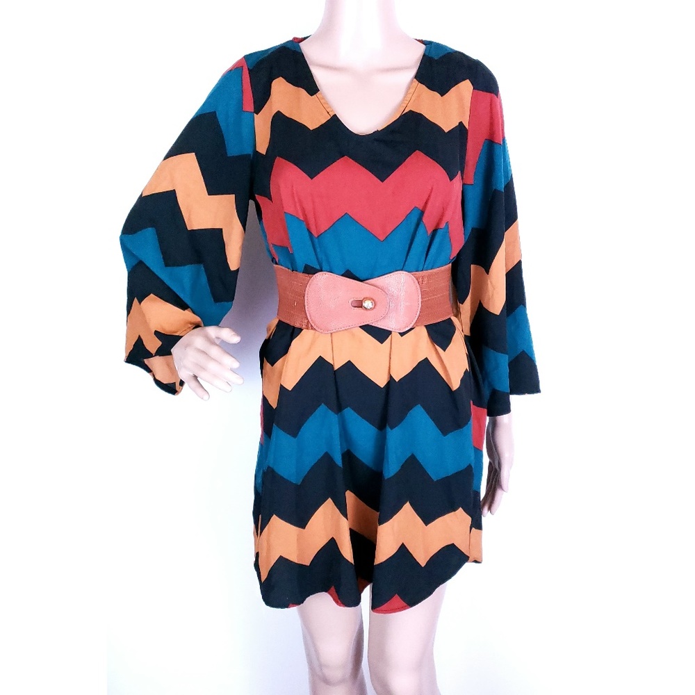 Filly Flair Women Dress with Belt Long Sleeves Mini Size S